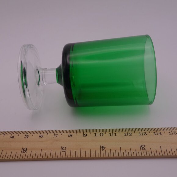 One(1) Green Glass with Circular Stem Base France - Picture 7 of 14